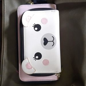 Betsey Johnson Pink and White Bear Wallet
